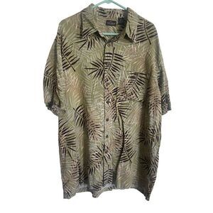 Red Macaw Men's Green Tropical Hawaiian Short Sleeve Button Down Shirt Size XXLT